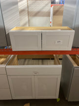 Westfield Feather White Shaker Stock Assembled Wall Kitchen Bridge Cabinet (36 in. W x 12 in. D x 12 in. H)