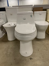 1-piece 1.1 GPF/1.6 GPF High Efficiency Dual Flush Elongated Toilet in White Slow-Close, Seat Included