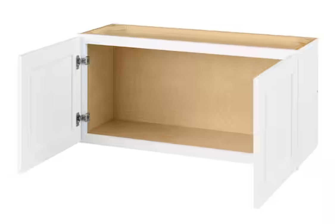 Avondale Shaker Alpine White Ready to Assemble Plywood 36 x 18in Wall Bridge Kitchen Cabinet(36 in W x 18 in H x 12in D)