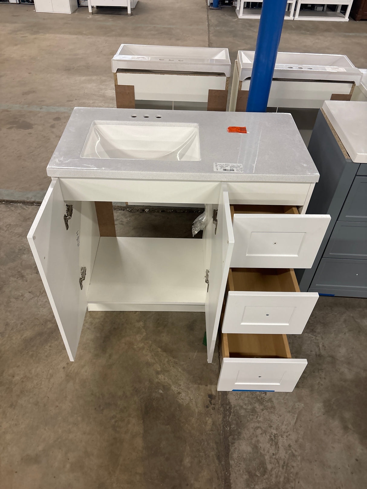 Bannister 37 in. W x 19 in. D x 35 in. H Single Sink Freestanding Bath Vanity in White with White Cultured Marble Top