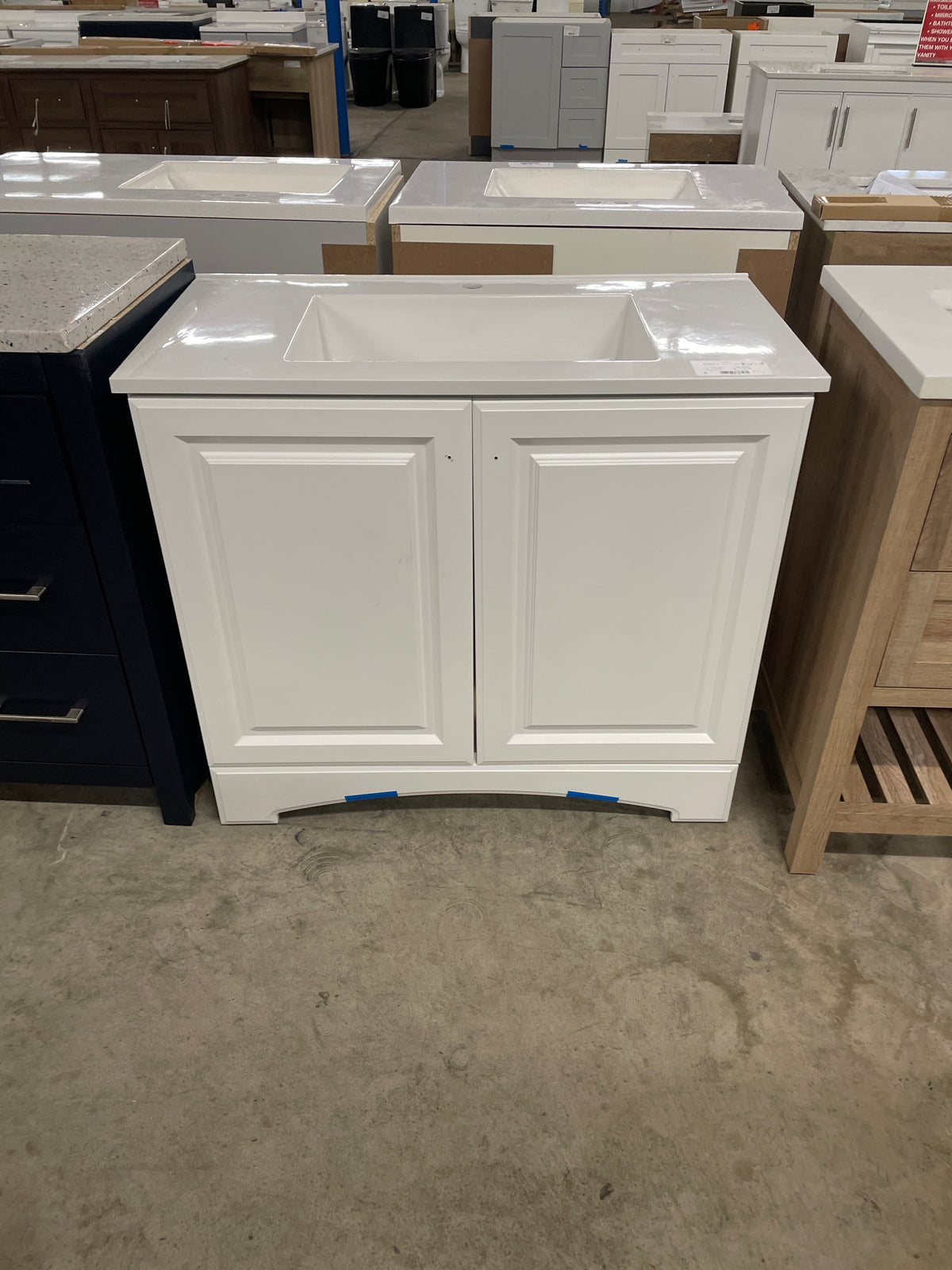 37 in. W x 19 in. D x 33 in. H Bathroom Vanity in White with Top