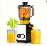 200 W 24 oz. Cold Press Juicer Machine, 4.35 in. Wide Feed Chute, Slow Masticating Juicer for Whole Fruits in Silver