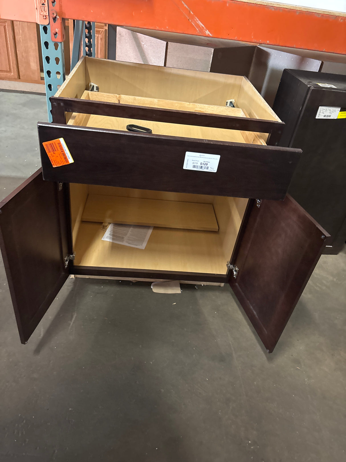 Shaker Java Stock Assembled Base Kitchen Cabinet with Ball-Bearing Drawer Glides (30 in. x 34.5 in. x 24 in.)