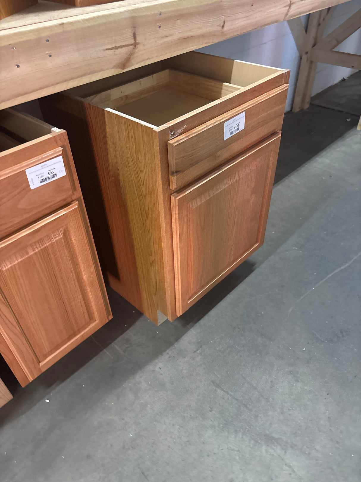 Hampton Medium Oak Raised Panel Stock Assembled Base Kitchen Cabinet with Drawer Glides (24 in. x 34.5 in. x 24 in.)