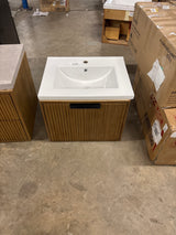San Diego 24.4 in W x 18.7 in D x 34.50 H Bath Vanity in Weathered Fir with Ceramic White Vanity Top with White Basin