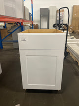 Shaker Satin White Stock Assembled Base Kitchen Cabinet with Ball-Bearing Drawer Glides (21 in. x 34.5 in. x 24 in.)