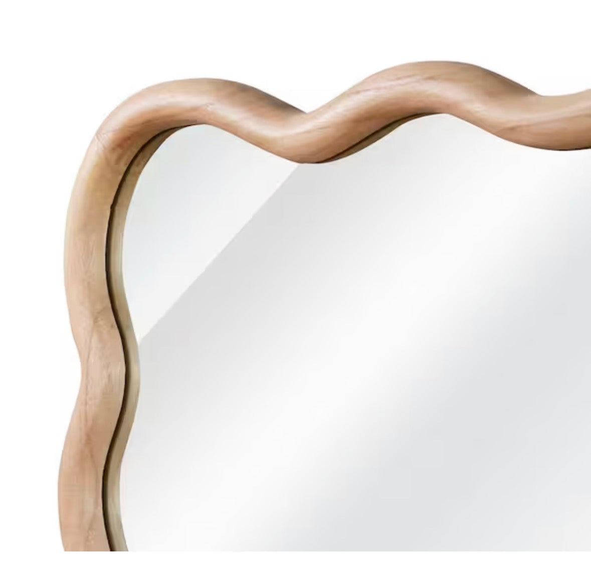 Natural Wood 20 in. W x 30 in. H Wavy Rectangle Solid Wood Framed Mirror for Bathroom Vanity Living Room Entryway Decor