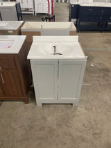 Oakley 25 in. Single Sink Pearl Gray Bath Vanity with White Cultured Marble Top (Assembled)
