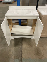 31 in. W x 19 in. D x 35 in. H Single Sink Freestanding Bath Vanity in White with White Cultured Marble Top