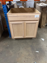 30 in. W x 24 in. D x 34.5 in. H Assembled Sink Base Kitchen Cabinet in Unfinished with Recessed Panel