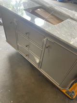 Collette 48 in. Single Sink Freestanding Bathroom Vanity in Greige with White Carrara Marble Top (Assembled)