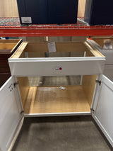 Westfield Feather White Assembled Sink Base Kitchen Cabinet (36 in. W x 23.75 in. D x 35 in. H)