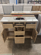 Doveton 48 in. W x 19 in. D x 34.50 in. H Freestanding Vanity in Weathered Tan with White Engineered Stone Top