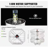 Electric Honey Extractor, 4/8 Frames Stainless Steel Spinner for Beekeeping, Height Adjustable Stand