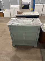 Doveton 36 in. Single Sink Sage Green Bath Vanity with White Epoxied Engineered Stone Top (Assembled)