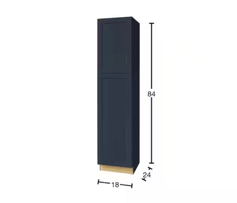 Avondale 18 in. W x 24 in. D x 84 in. H Ready to Assemble Plywood Shaker Pantry Kitchen Cabinet in Ink Blue