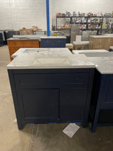 Clady 36.5 in. W x 18.75 in. D Bath Vanity in Deep Blue with Cultured Marble Vanity Top in Silver Ash with White Sink
