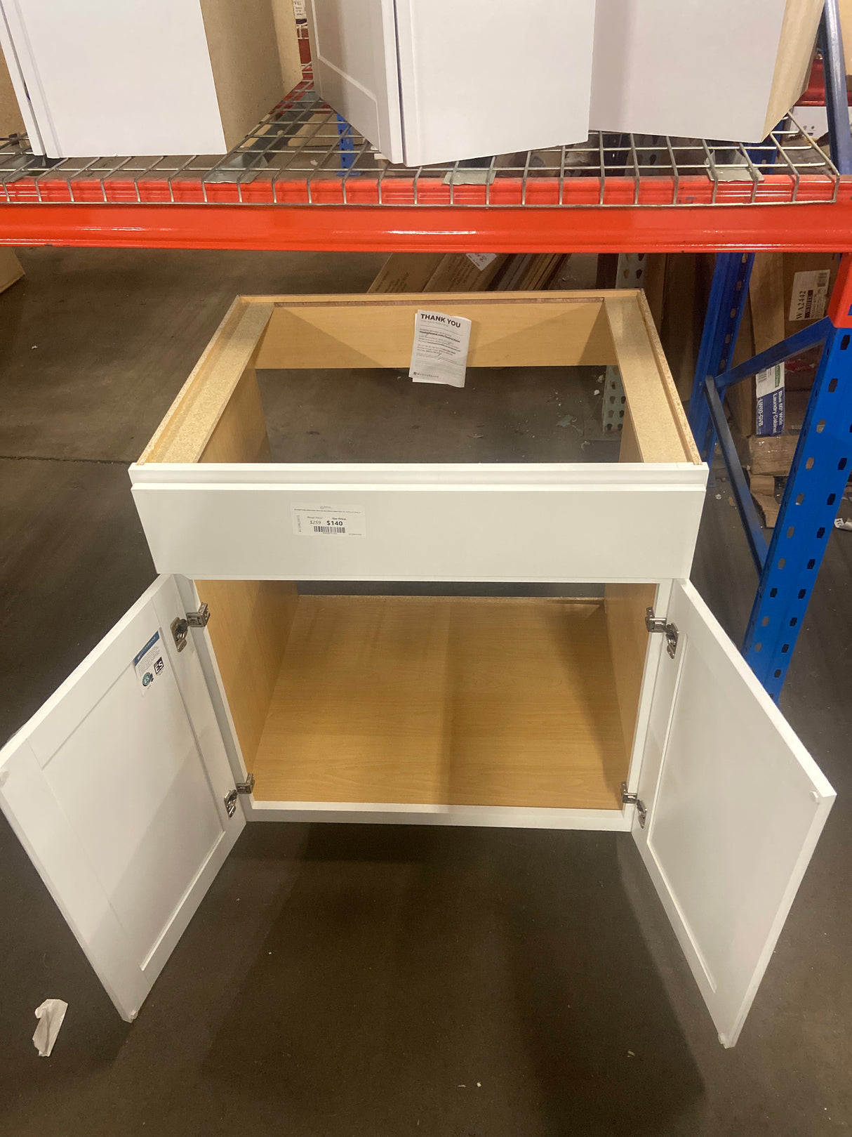 Westfield Feather White Shaker Stock Sink Base Kitchen Cabinet (30 in. W x 23.75 in. D x 35 in. H)