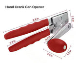 Heavy Duty Hand Crank Red Can Opener Manual with Comfortable Handles, Large Handheld Can Openers for Seniors