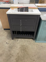 Autumn 30 in. Single Sink Freestanding Gray Bath Vanity with White Engineered Stone Top (Assembled)