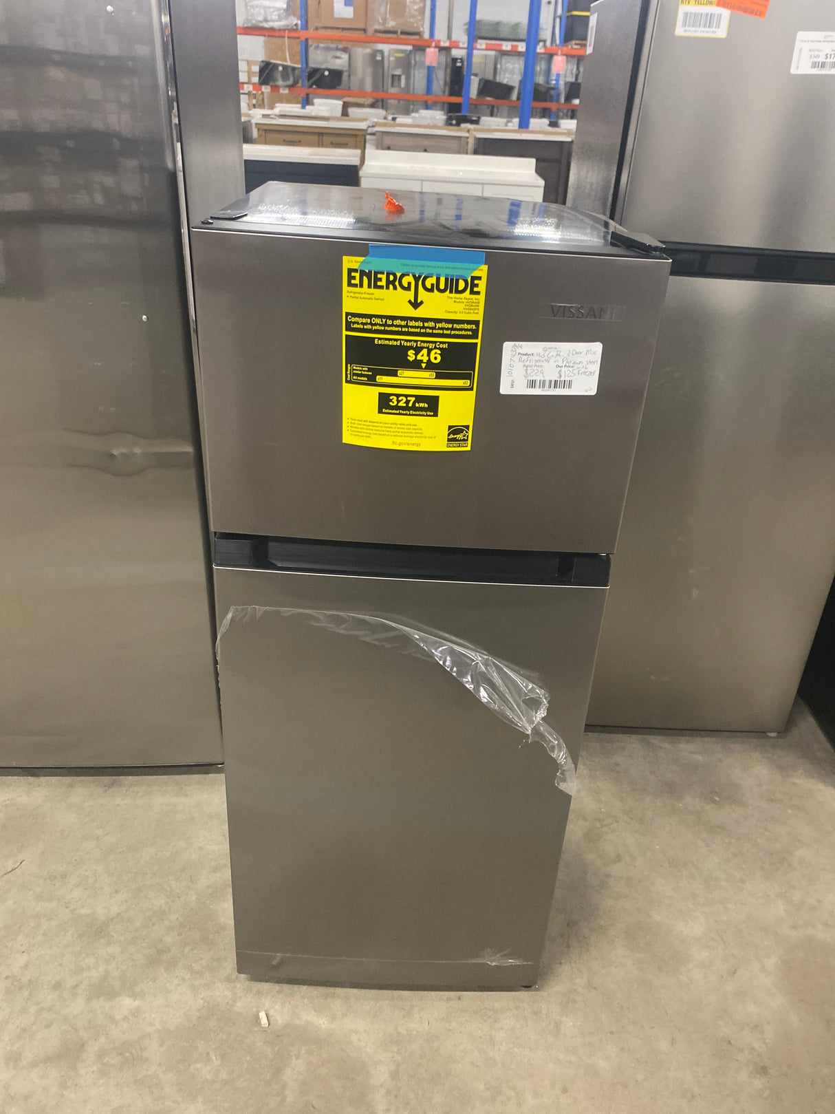 4.5 cu. ft. 2-Door Mini Refrigerator in Platinum Steel with Freezer