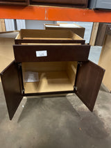 Shaker Java Stock Assembled Base Kitchen Cabinet with Ball-Bearing Drawer Glides (30 in. x 34.5 in. x 24 in.)