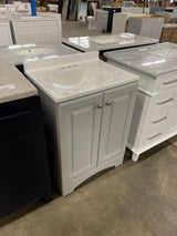 25 in. Single Sink Pearl Gray Bath Vanity with White Cultured Marble Top (Assembled)