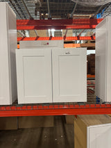 Shaker Satin White Stock Assembled Wall Bridge Kitchen Cabinet (30 in. x 23.5 in. x 12 in.)