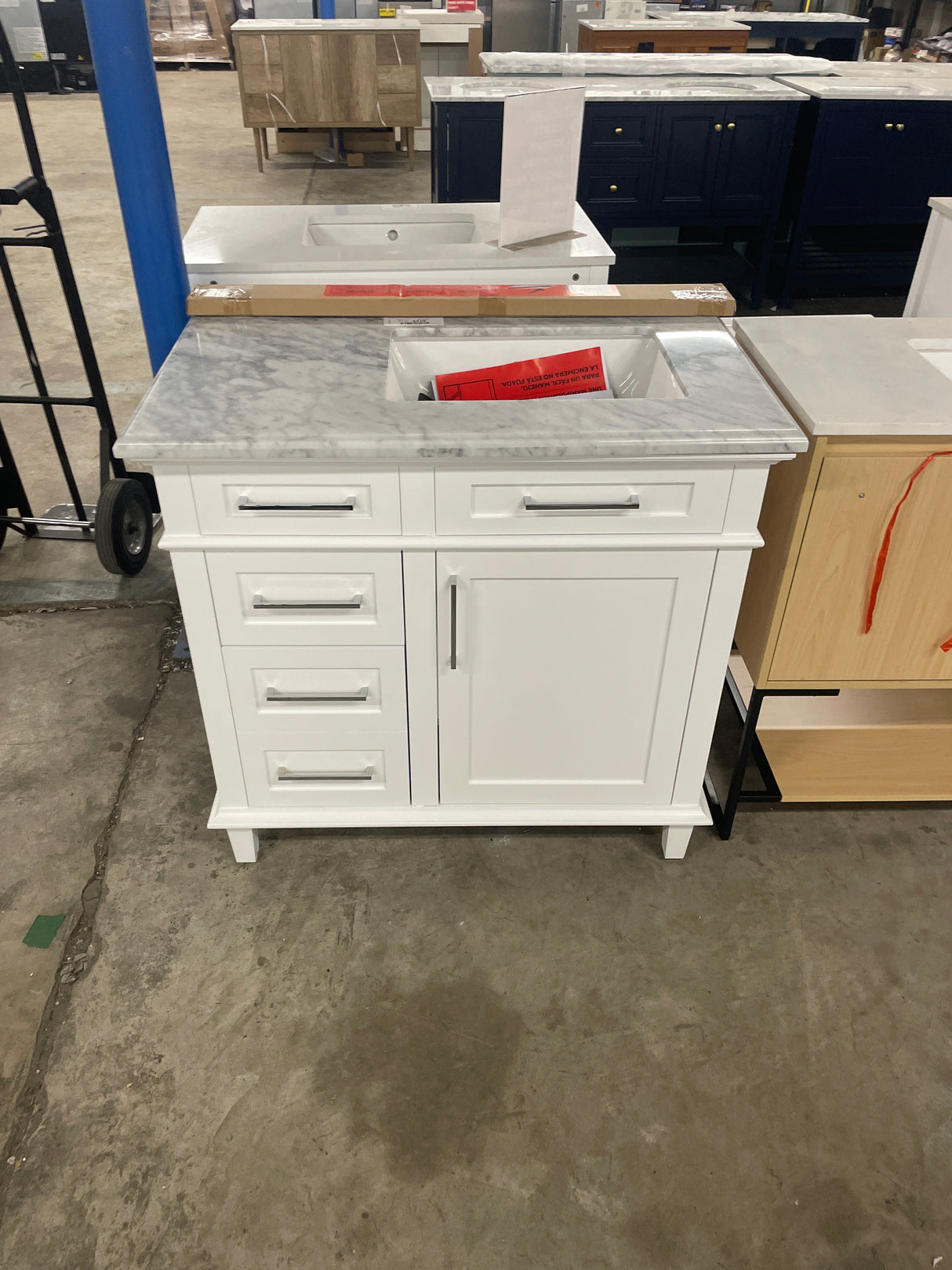 Sonoma 36 in. W x 22 in. D x 34 in. H Bath Vanity in White with White Carrara Marble Top