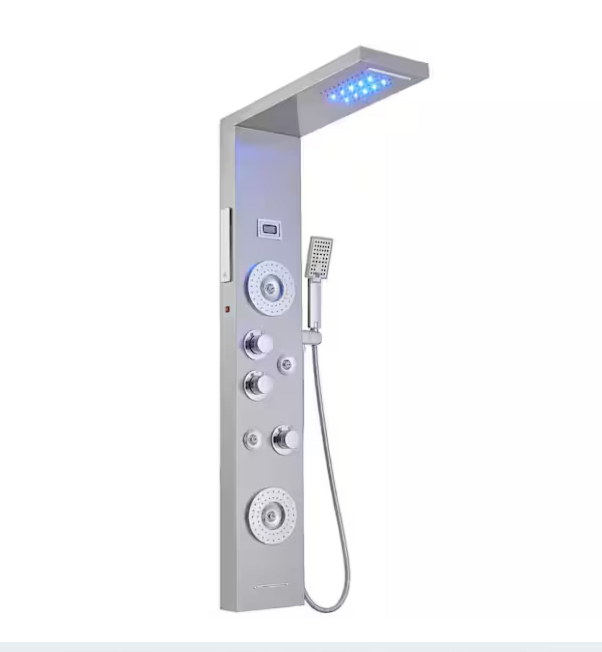 4-Jet Rainfall Shower Tower Shower Panel System with Rainfall Shower Head Shower Wand With LED light in Chrome Nickel