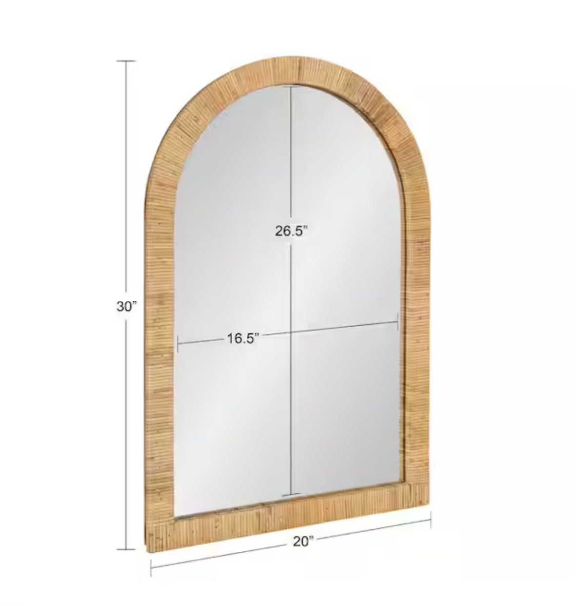 Rahfy 20.00 in. W x 30.00 in. H Arch MDF Natural Framed Bohemian Wall Mirror