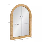Rahfy 20.00 in. W x 30.00 in. H Arch MDF Natural Framed Bohemian Wall Mirror