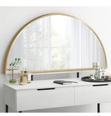16 in. W x 32 in. H Half Circle Gold Aluminum Alloy Framed Decorative Wall Mirror