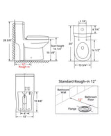 1-Piece 1.1/1.6 GPF Compact Dual Flush Round Toilet in White, Seat Included, with Brushed Gold Button