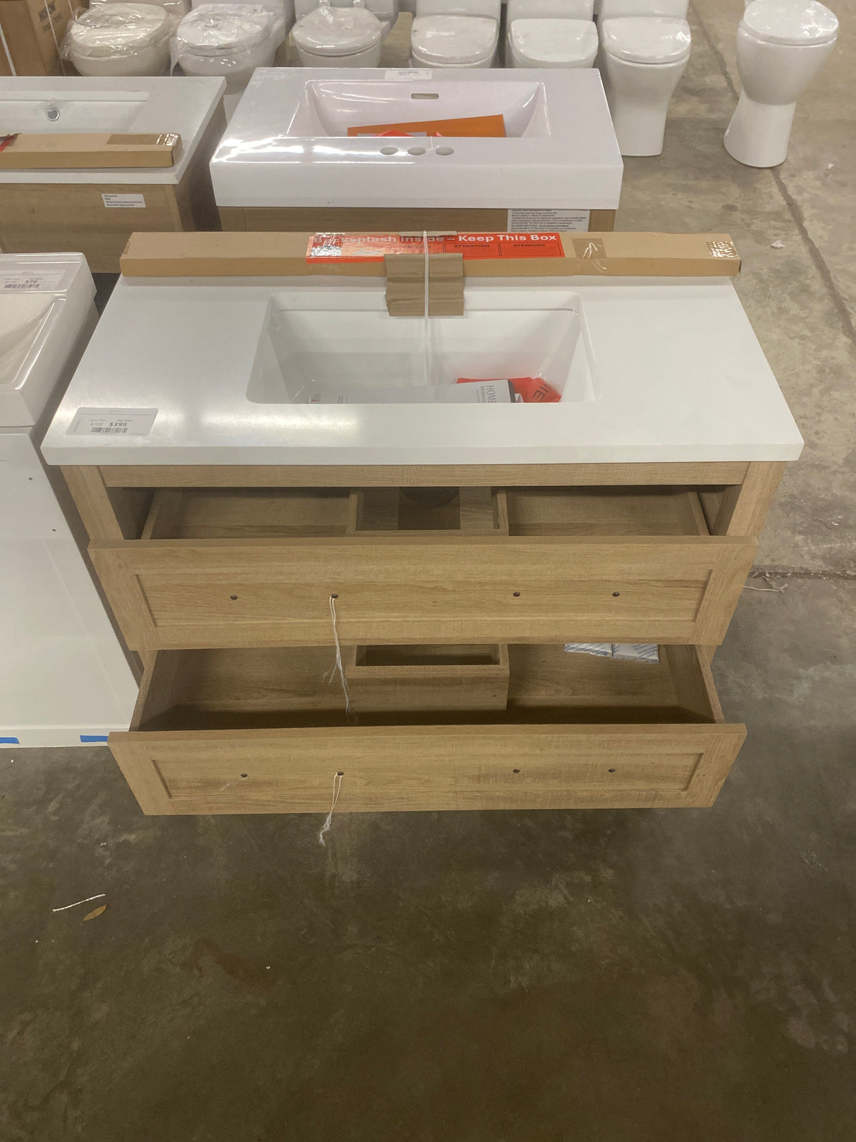 Autumn 36 in. W x 19 in. D x 34.5 in. H Single Sink Bath Vanity in Weathered Tan with White Engineered Stone Top