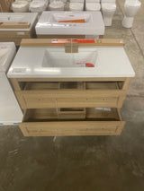 Autumn 36 in. W x 19 in. D x 34.5 in. H Single Sink Bath Vanity in Weathered Tan with White Engineered Stone Top
