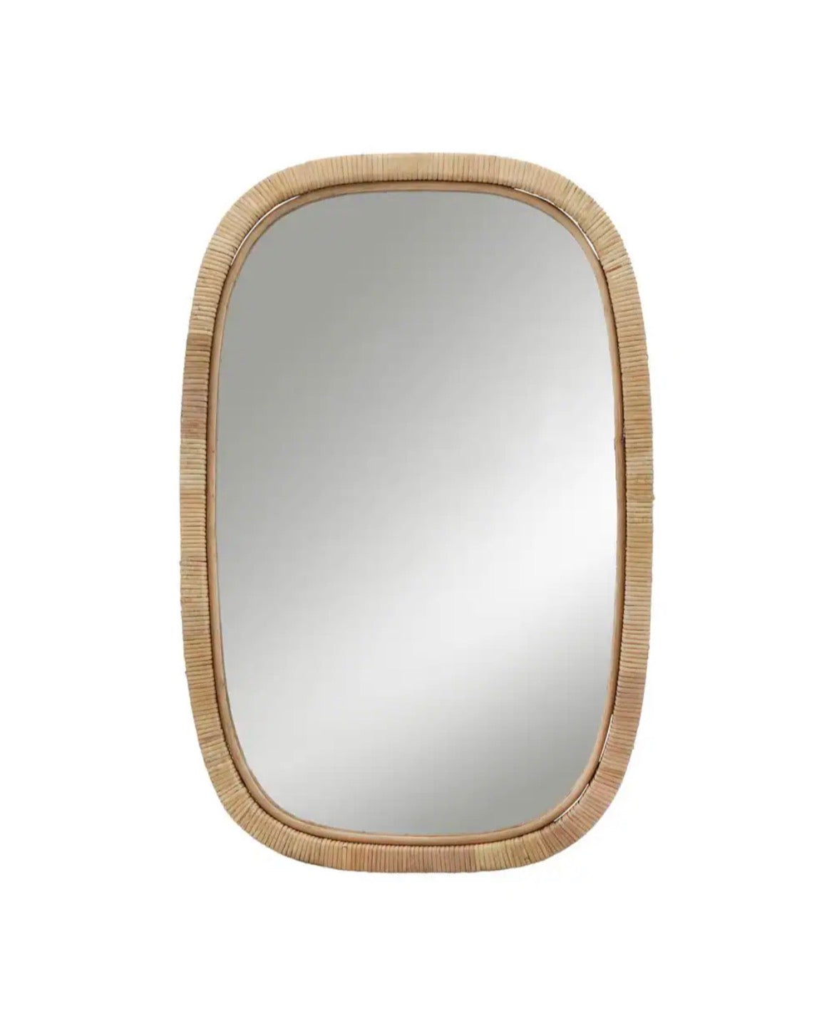 Brown 22 in. W x 34 in. H Modern Rectangle Glass Wood Metal MDF Framed Mirror with Wood-Wrapped Frame