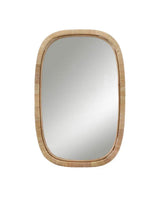 Brown 22 in. W x 34 in. H Modern Rectangle Glass Wood Metal MDF Framed Mirror with Wood-Wrapped Frame