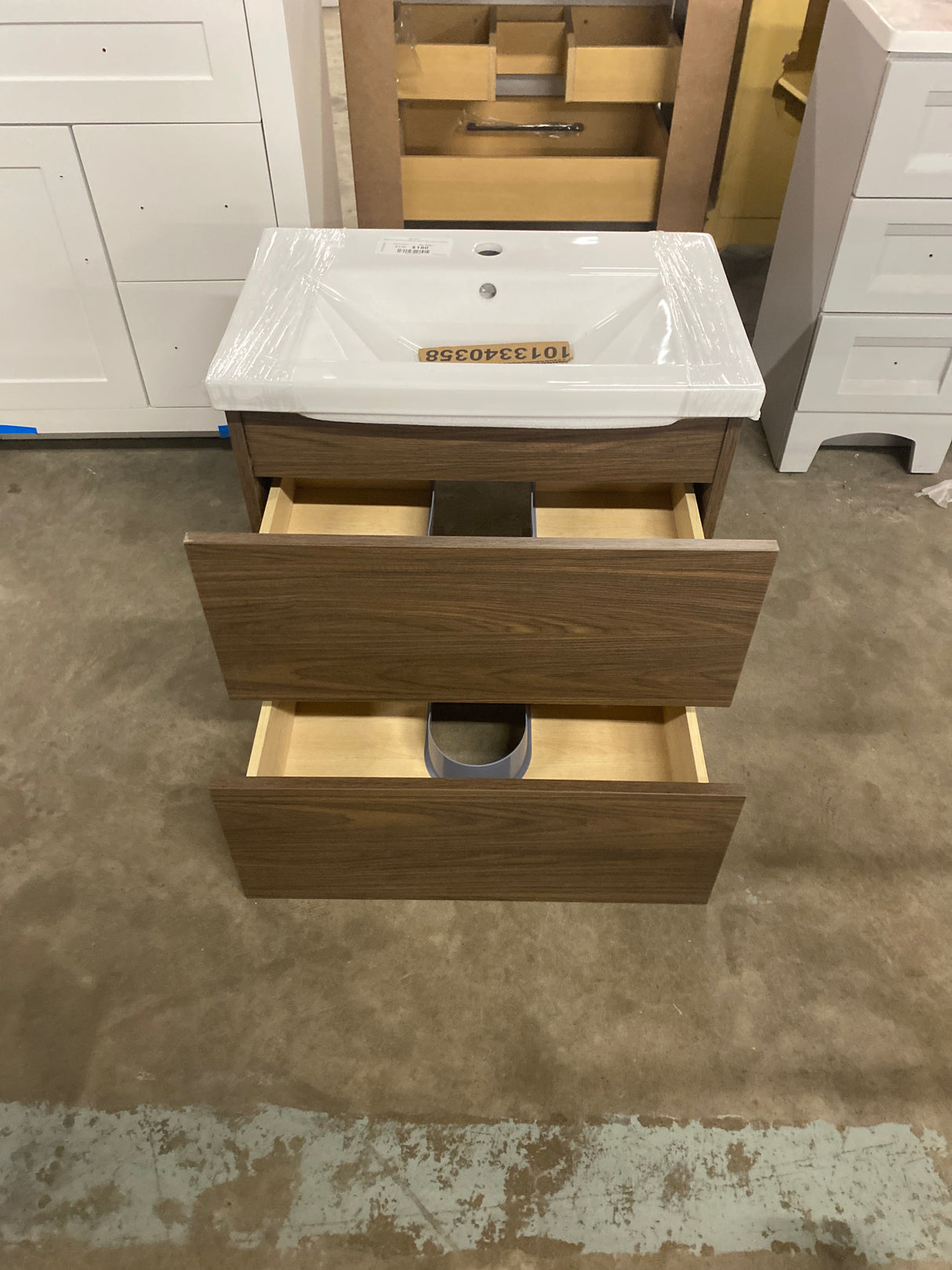 Ardwick 24 in. Single Sink Mocha Walnut Bath Vanity with White Ceramic Top (Assembled)