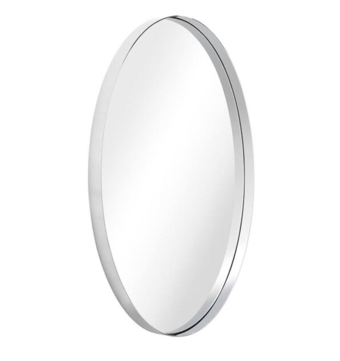 36 in. x 24 in. Ultra Oval Polished Silver Stainless Steel Framed Wall Mirror