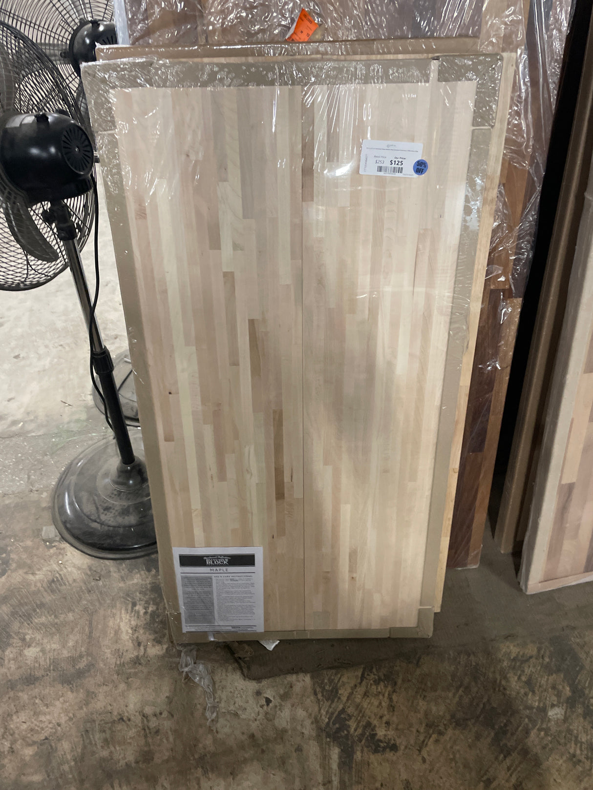 4 ft. L x 25 in. D Unfinished Maple Butcher Block Standard Countertop in With Square Edge