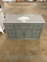 Hamilton 49 in. W x 22 in. D x 35 in. H Single Sink Freestanding Bath Vanity in Gray with Gray Granite Top