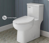 Classe 1-Piece 1.28 GPF Single Flush Handle Elongated Toilet in White Seat Included