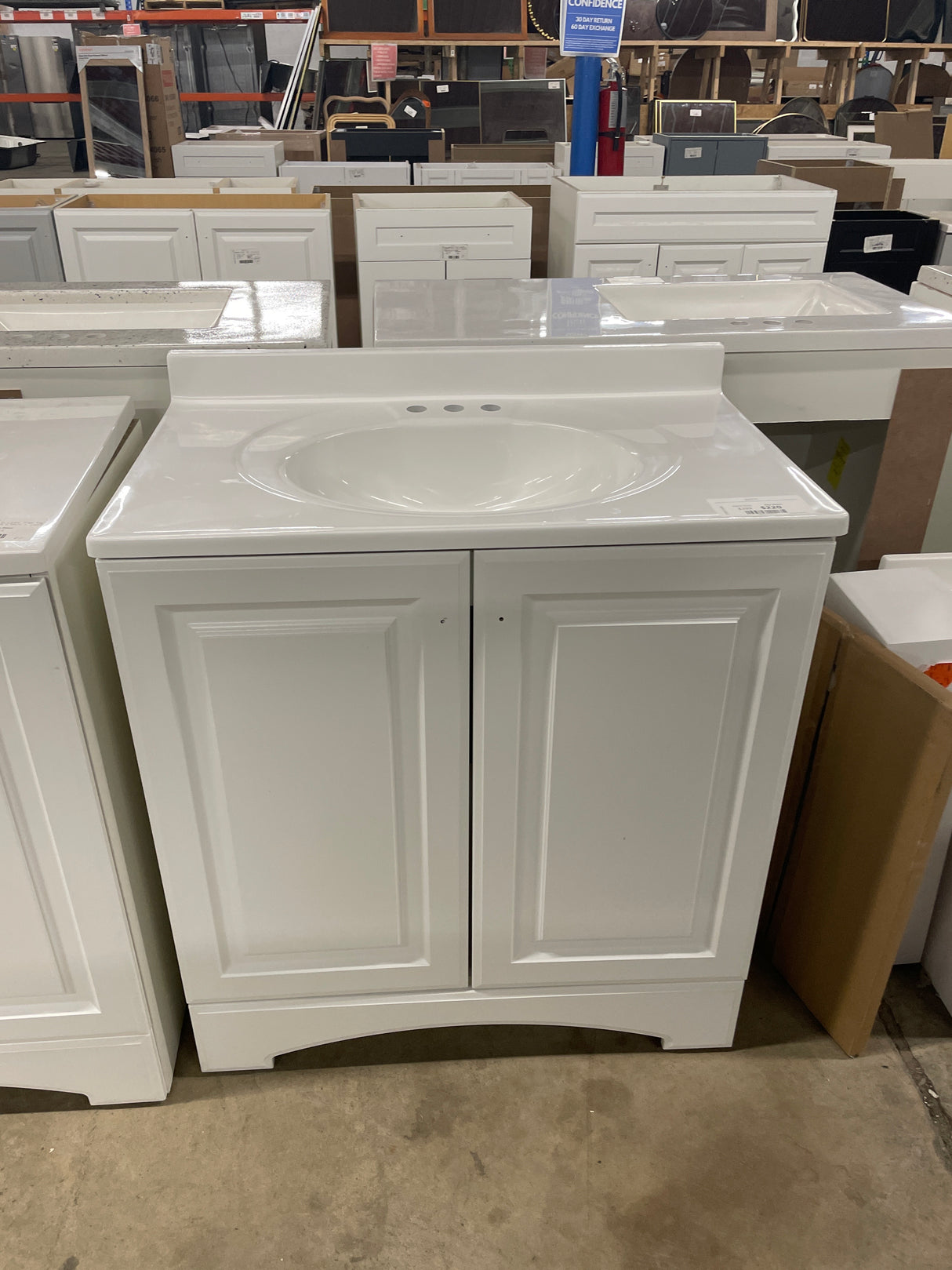 Clady 31 in. W x 19 in. D x 35 in. H Single Sink Freestanding Bath Vanity in White with Silver Ash Cultured Marble Top