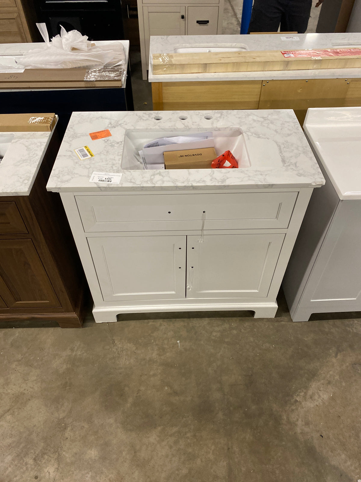 Doveton 36 in. Single Sink Sage Green Bath Vanity with White Engineered Stone Top (Assembled)