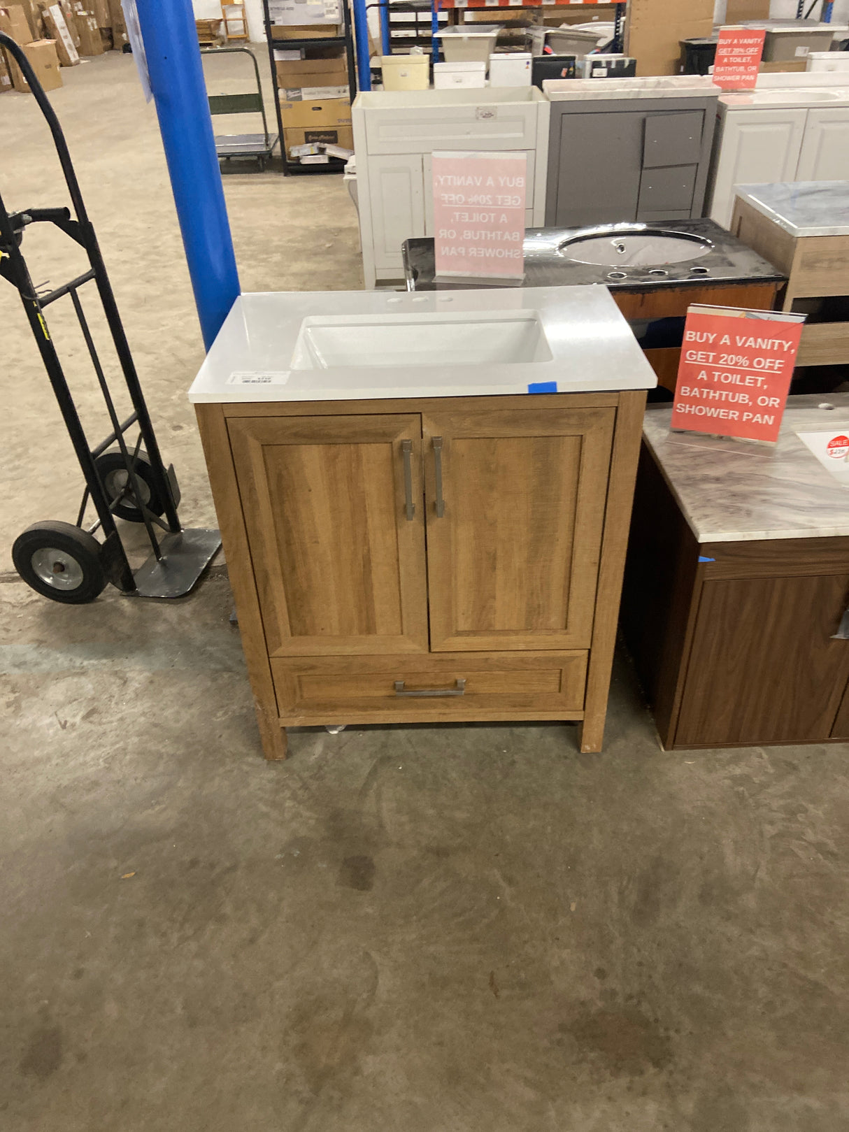 Moorside 30 in. Single Sink Sweet Maple Bath Vanity with White Engineered Stone Top (Assembled)