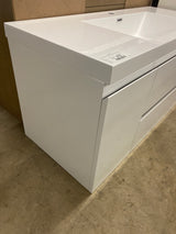 48 in. W Single Sink Floating Bath Vanity in Glossy White with White Solid Surface Sink Top