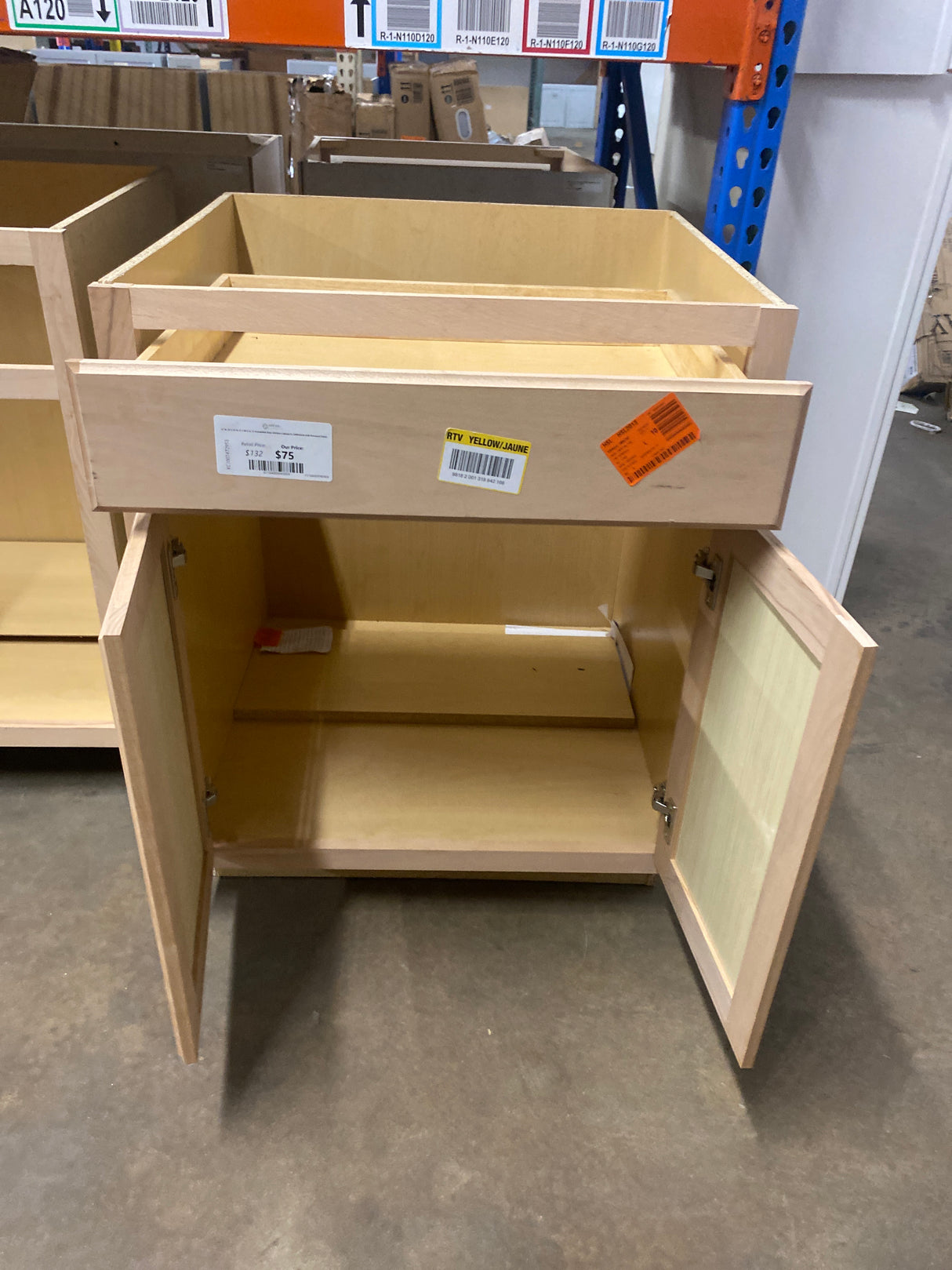 27 in. W x 24 in. D x 34.5 in. H Assembled Base Kitchen Cabinet in Unfinished with Recessed Panel