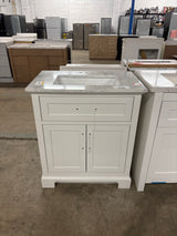 Doveton 30 in. W x 19 in. D x 34.5 in. H Single Sink Bath Vanity in White with White Engineered Stone Top