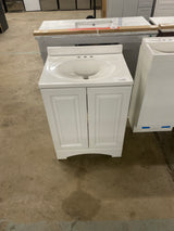 Everdean 25 in. W x 19 in. D x 34 in. H Single Sink Freestanding Bath Vanity in White with White Cultured Marble Top